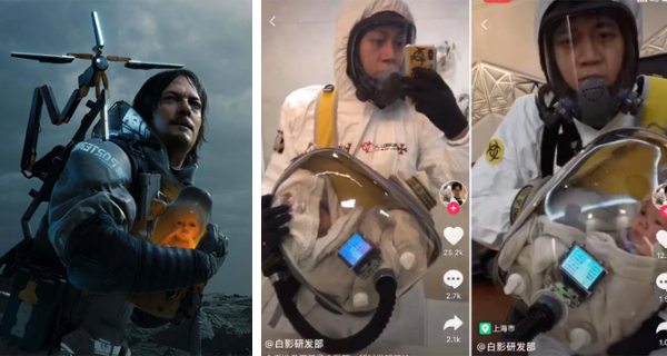 Ông bố chất chơi, làm hẳn đồ bảo hộ không khác gì Death Stranding để giữ an toàn cho con giữa mùa dịch cúm