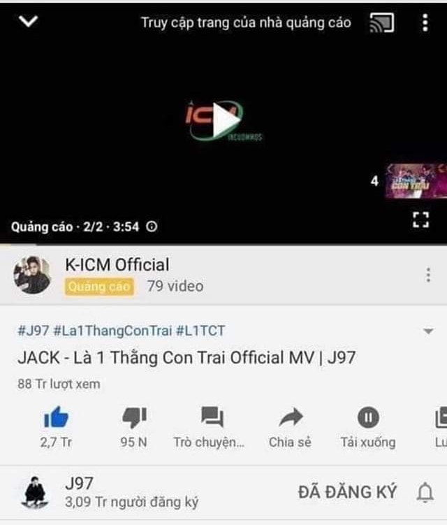 Bấm vào MV của Jack lại hiện ra quảng cáo MV của K-ICM, cộng đồng mạng xôn xao, cho rằng duyên nợ mãi không dứt - Ảnh 2.