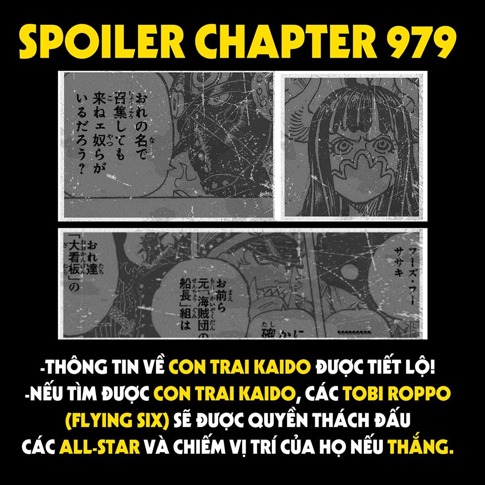 Spoiler One Piece 979: Con trai Kaido được tiết lộ kĩ hơn, Flying Six muốn đối đầu với bộ ba tam tai để tranh giành vị trí