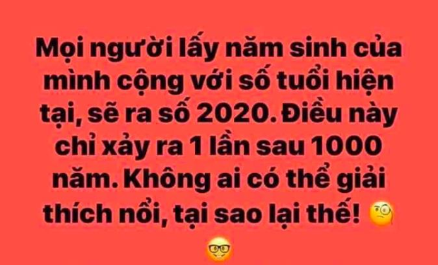 Chuyên gia lý giải phép tính kì lạ cộng tuổi nào cũng ra năm 2020