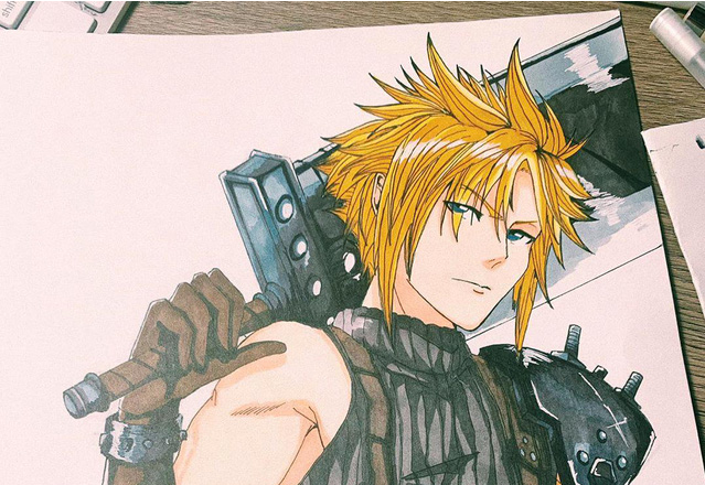 Cter trổ tài vẽ Cloud Strife trong Final Fantasy VII Remake siêu đẹp