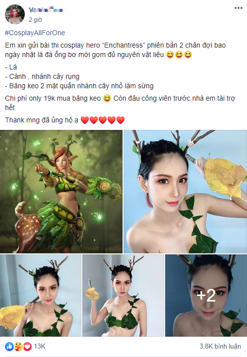 Chỉ cần lá và băng keo, nữ cosplayer gợi cảm khiến cộng đồng DOTA 2 Việt xịt máu mũi - Ảnh 1.