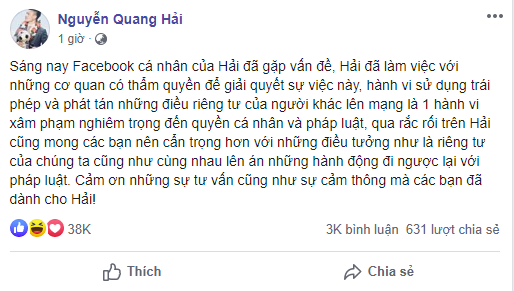 Quang Hải bị hack Facebook, lộ đoạn tin nhắn nhạy cảm về chuyện yêu đương - Ảnh 2.