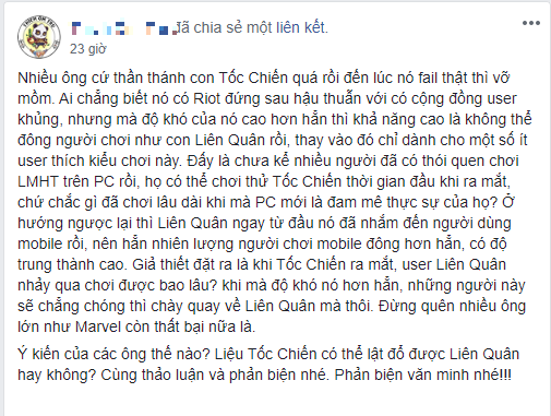 Youtuber bị tố “câu sub rẻ tiền” khi nói LMHT: Tốc Chiến sẽ trở thành dead game trước “kẻ mà ai cũng biết là ai” - Ảnh 1.