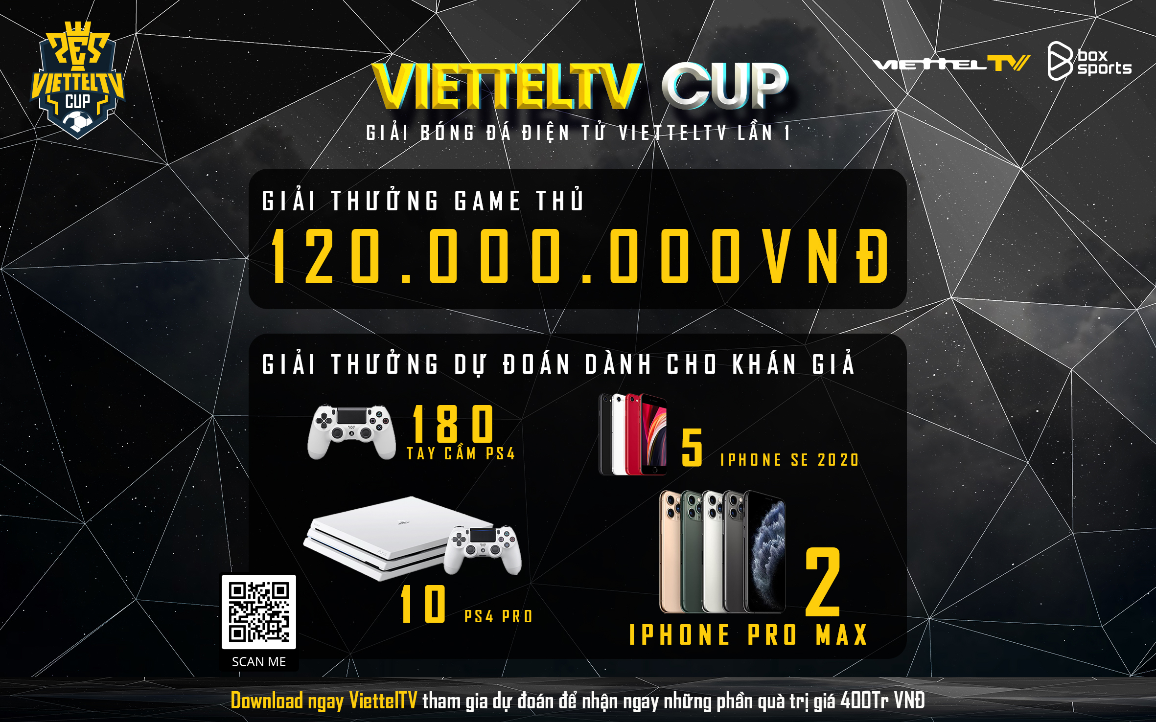 Tải app theo dõi, nhận ngay 400 triệu - cùng ủng hộ các tuyển thủ Việt Nam tham dự ViettelTV Cup lần I