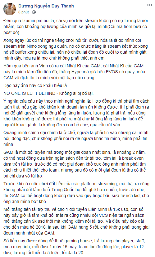 Quản lý GAM nợ lương tuyển thủ nhưng vẫn có tiền đi du lịch, mua xế hộp, HLV Yuna còn 1k trong túi vẫn không được trả tiền - Ảnh 2.