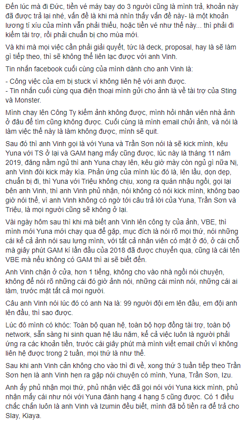 Quản lý GAM nợ lương tuyển thủ nhưng vẫn có tiền đi du lịch, mua xế hộp, HLV Yuna còn 1k trong túi vẫn không được trả tiền - Ảnh 8.