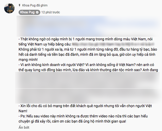 Khoa Pug tiếp tục làm “ra ngô ra khoai”, dành gần 60 phút bóc phốt “ông hoàng kim cương”, sốc nhất là việc bị đe dọa tính mạng - Ảnh 3.