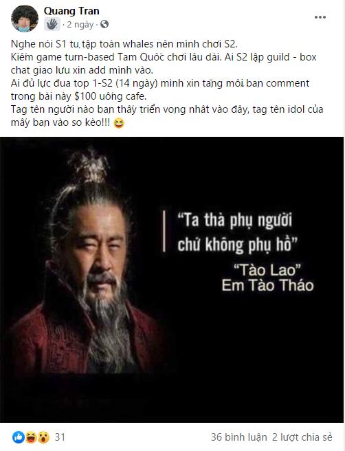 Ngạo Thế Tam Quốc dậy sóng, Đại gia Việt Kiều gửi chiến thư tặng 100 triệu cho ai tìm được người đua TOP với mình - Ảnh 1.