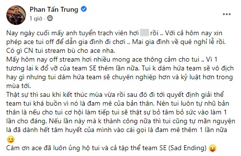 Hiếm hoi lắm mới nói chuyện nghiêm túc, Thầy Giáo Ba trút lời gan ruột, hứa sẽ chuyên nghiệp hóa SBTC Esports - Ảnh 2.