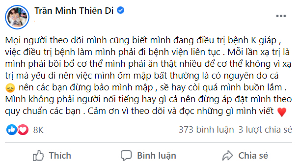 Hot girl có khuôn ngực hơn 1m bất ngờ tiết lộ tin sốc: đang xạ trị ung thư, xin cư dân mạng ngưng body shaming - Ảnh 2.