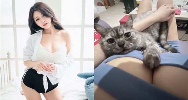 Để mèo cưng đặt &quot;bàn chân hư hỏng&quot; lên vòng 1, nàng hot girl khiến CĐM phát sốt khi &quot;chỉ biết ước&quot;