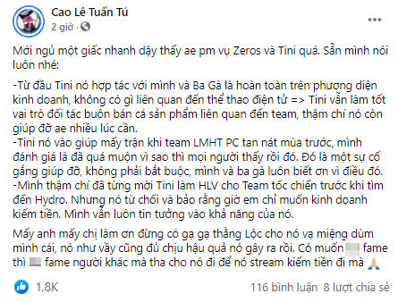 Nghi vấn Zeros mỉa mai, ngầm chỉ trích Tinikun, phản ứng của người trong cuộc cho thấy đây không phải lời nói giỡn? - Ảnh 4.