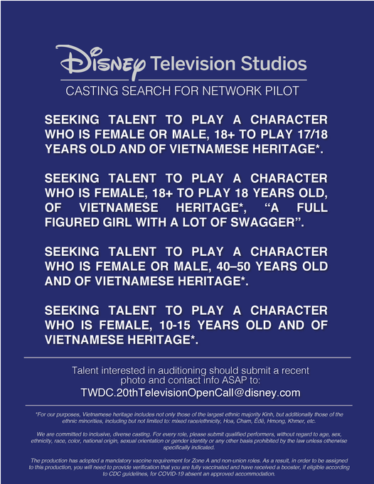 Thời tới cản không kịp, Disney tuyển diễn viên gốc Việt để đóng phim truyền hình - Ảnh 1.