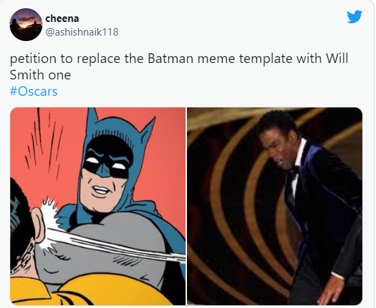 Meme Will Smith tát Chris Rock, nhiều fan gọi đây là Batman phiên bản Oscar 2022 - Ảnh 2.