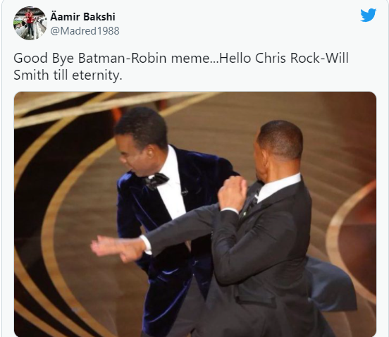 Meme Will Smith tát Chris Rock, nhiều fan gọi đây là Batman phiên bản Oscar 2022 - Ảnh 3.