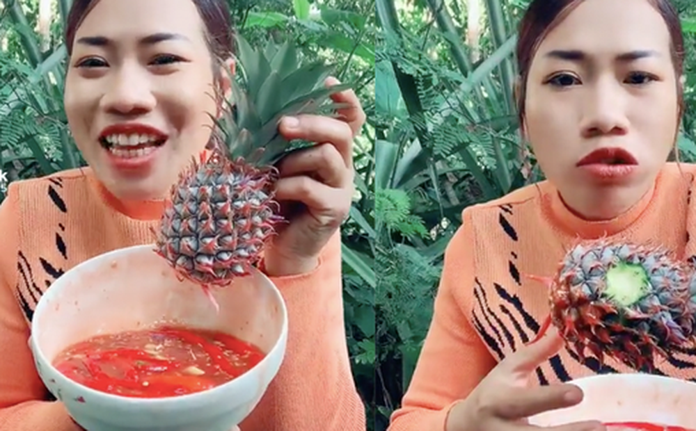Ăn nguyên quả dứa chưa gọt vỏ, cô nàng YouTuber khiến dân mạng sợ hãi với clip Mukbang &quot;siêu kinh dị&quot;