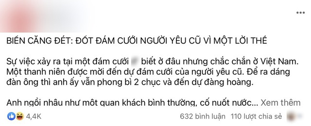 Thấy crush cũ đi lấy chồng, nam thanh niên lấy rơm ra đốt, đuổi khách ngay giữa đám cưới khiến cộng đồng mạng dậy sóng - Ảnh 1.