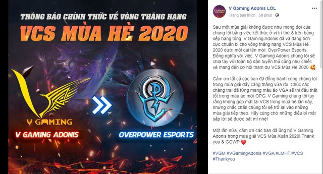 Team LMHT của Optimus mua lại slot đánh Thăng hạng của V Gaming, chỉ còn cách VCS Mùa Hè 2020 hai trận đấu nữa - Ảnh 3.