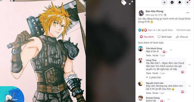 Cter trổ tài vẽ Cloud Strife trong Final Fantasy VII Remake siêu đẹp - Ảnh 1.