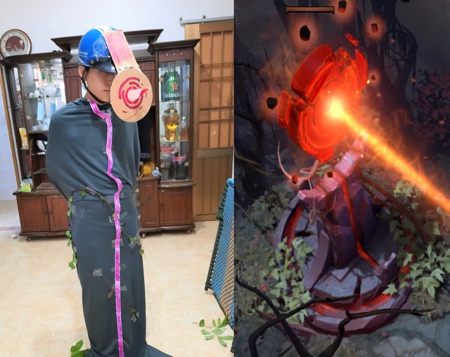 Chỉ cần lá và băng keo, nữ cosplayer gợi cảm khiến cộng đồng DOTA 2 Việt xịt máu mũi - Ảnh 13.