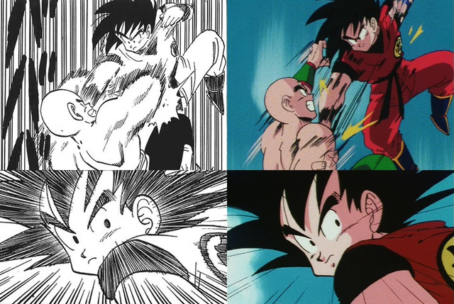 Dragon Ball: So sánh ảnh đen trắng với bản gốc anime, kẻ tám lạng người nửa cân, Goku vẫn quá chất - Ảnh 2.
