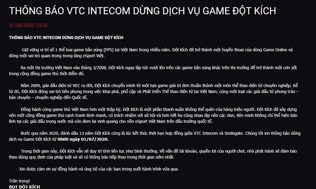 Hôm nay, Đột Kích chính thức dừng dịch vụ, chấm dứt 12 năm dưới bàn tay VTC Game - Ảnh 1.