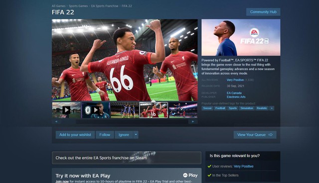 Đè đầu eFootball, FIFA 22 nhận mưa lời khen trên Steam - Ảnh 2.