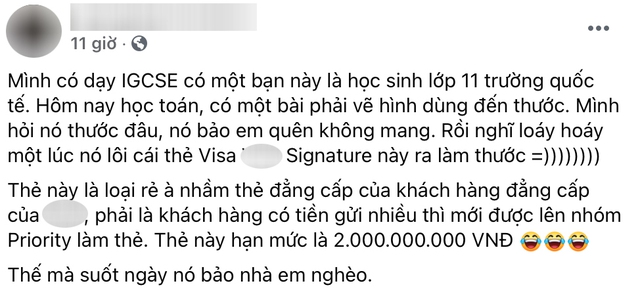 Quên thước kẻ, nam sinh bá đạo lấy thẻ đen trị giá 2 tỷ VND ra dùng tạm khiến cộng đồng mạng choáng váng - Ảnh 2.