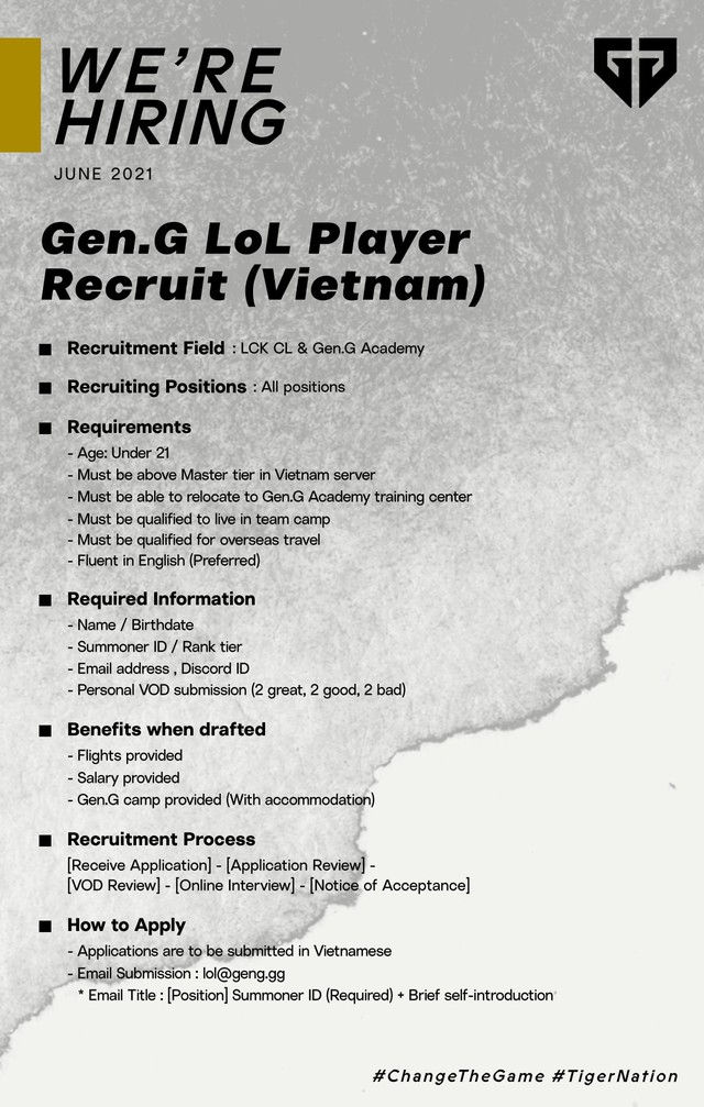 Gen.G Esports thông báo tuyển chọn tài năng LMHT Việt Nam, cơ hội để game thủ Việt Thi đấu tại Hàn Quốc đã đến - Ảnh 1.