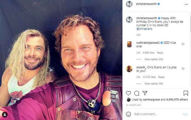 Cặp đôi tấu hài Thor và Star-Lord đăng ảnh tình tứ trong phần hậu trường Thor Love and Thunder - Ảnh 2.