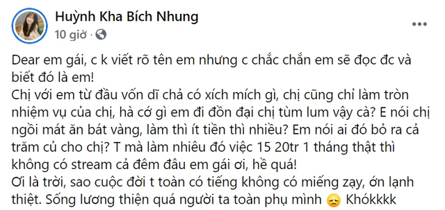 Bị dựng chuyện “ngồi mát ăn bát vàng”, được bao cả trăm củ, nữ game thủ chỉ tay dằn mặt đàn em - Ảnh 2.