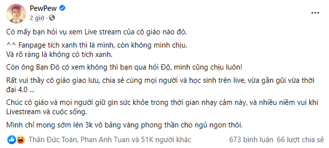 Bị bắt quả tang nằm vùng trong livestream của cô giáo Vật lý, PewPew chính thức lên tiếng “kêu oan” - Ảnh 2.