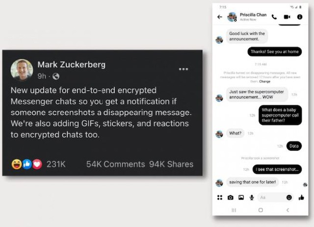 Messenger cập nhật tính năng thông báo khi có người chụp ảnh màn hình, CĐM hài hước Nhanh trí lấy điện thoại khác chụp lại là được - Ảnh 2.