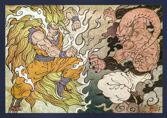 Mãn nhãn với loạt ảnh các trận chiến đỉnh cao trong Dragon Ball và One Piece được tái hiện theo phong cách Ukiyoe - Ảnh 2.