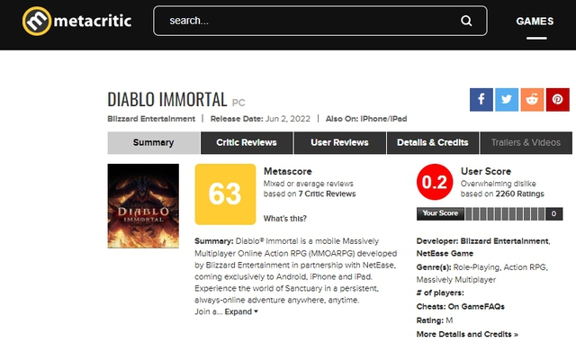 Diablo Immortal nhận điểm thấp “không thể tin nổi” trên Metacritic, tượng đài chuyển thể Mobile đây ư? - Ảnh 3.